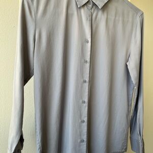 Uniqlo Women's Light Blueish Gray Button Down Shirt
